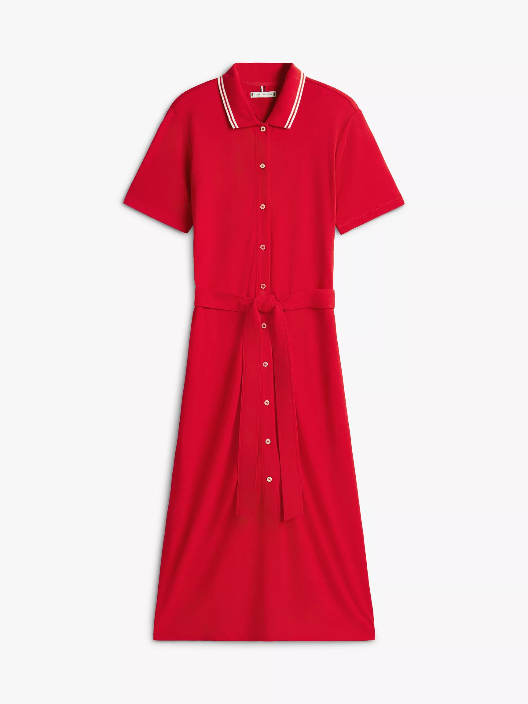 Belted Tipped Midi Polo Dress