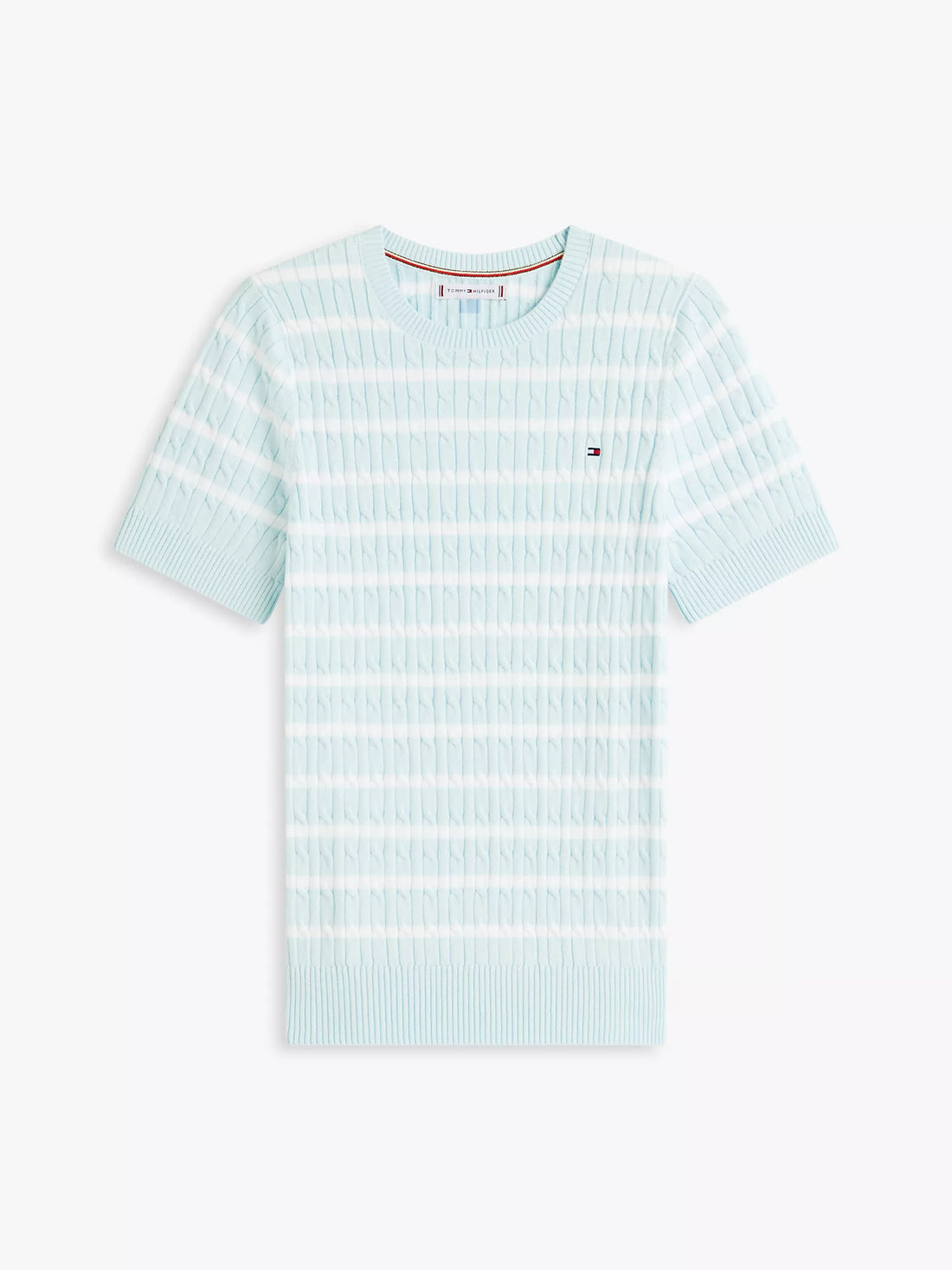 Short-Sleeve Cable Knit Sweater