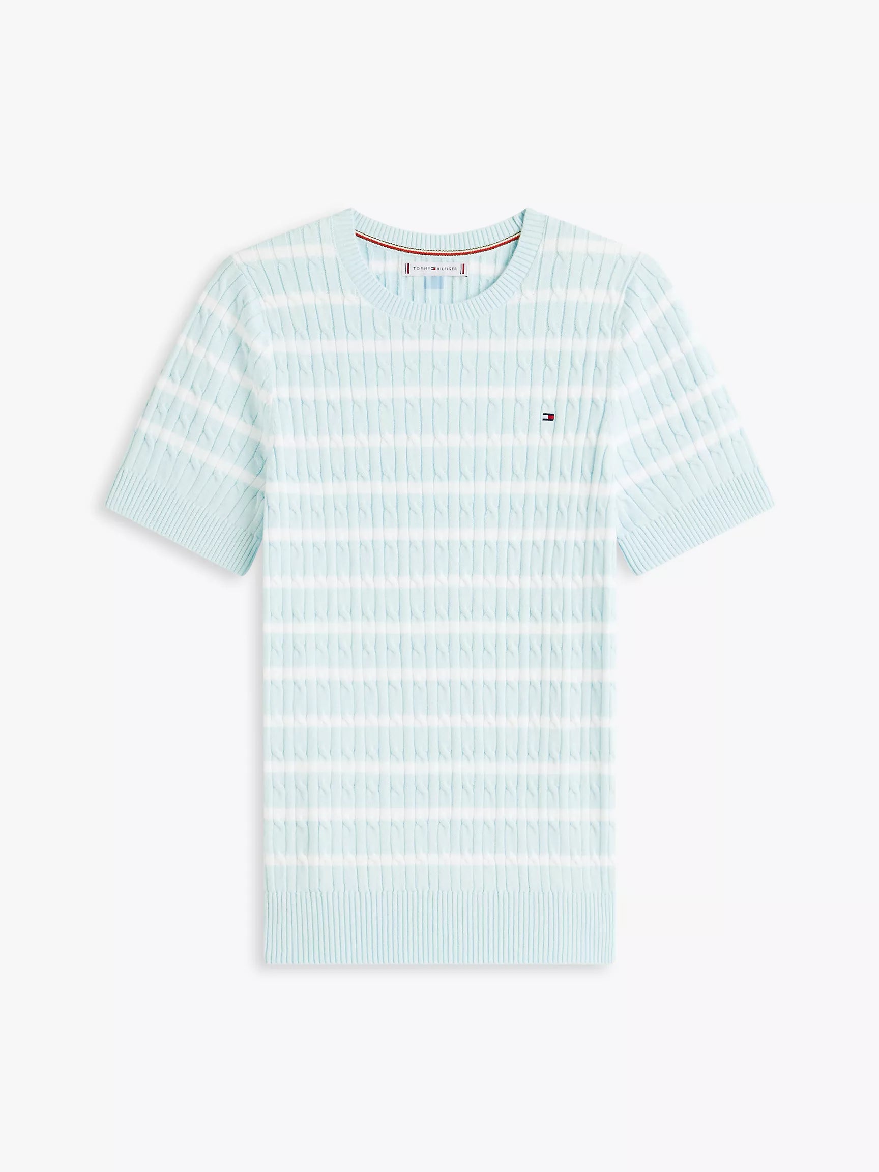 Short-Sleeve Cable Knit Sweater
