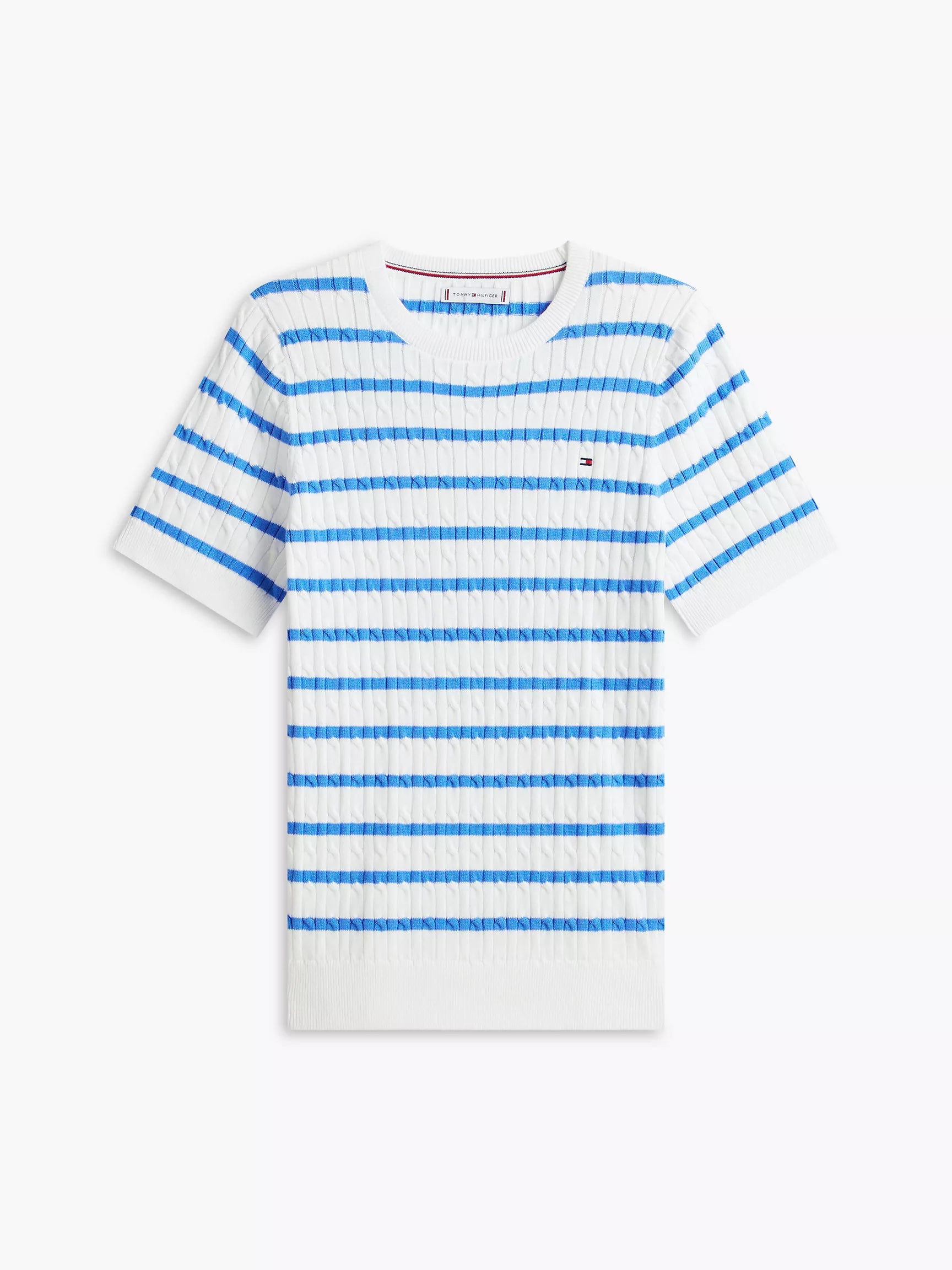 Short-Sleeve Cable Knit Sweater