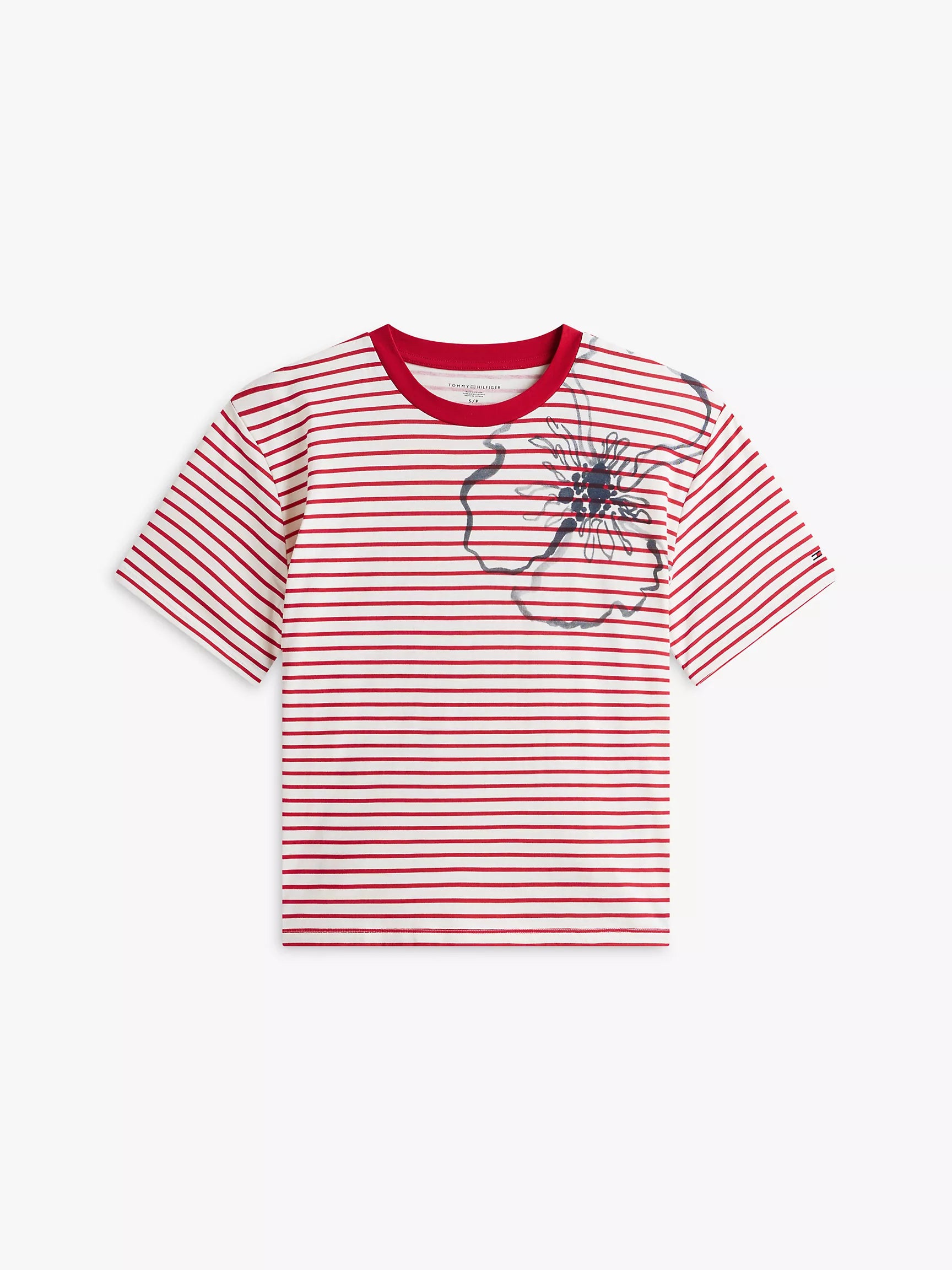 Abstract Floral Print Stripe T-Shirt