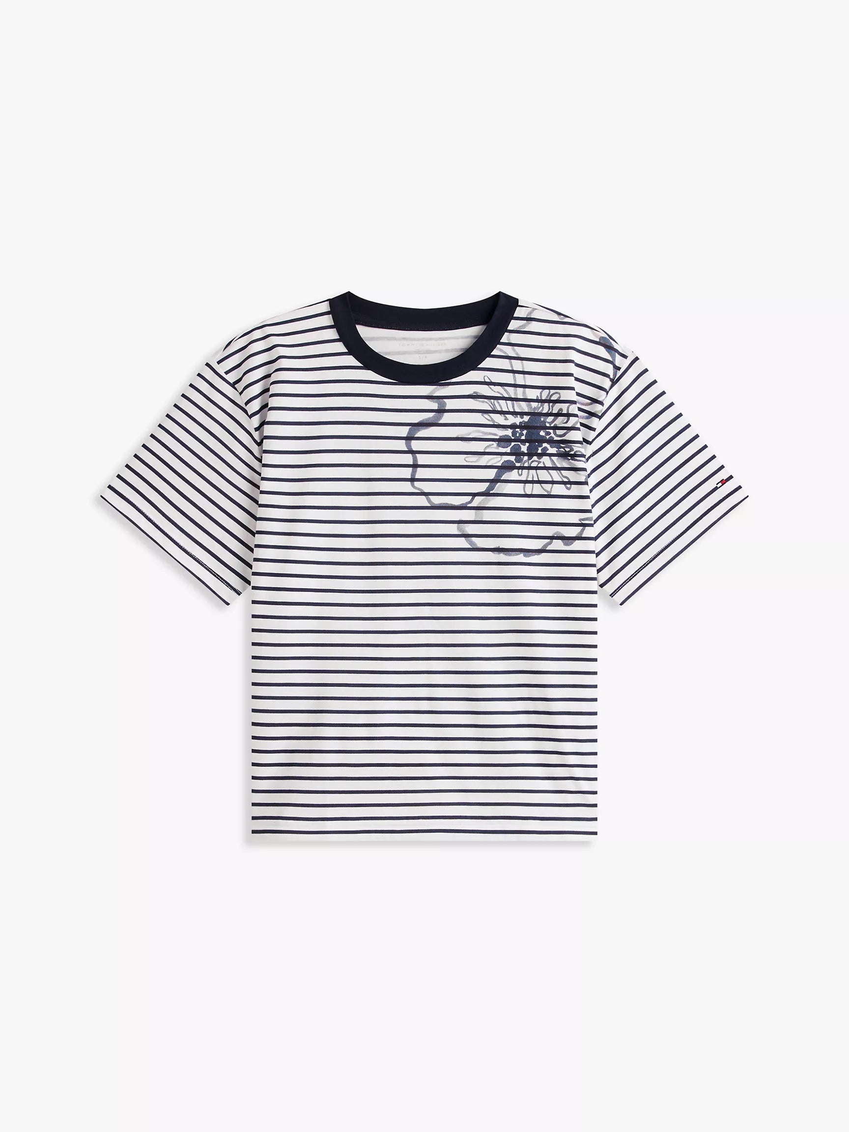 Abstract Floral Print Stripe T-Shirt