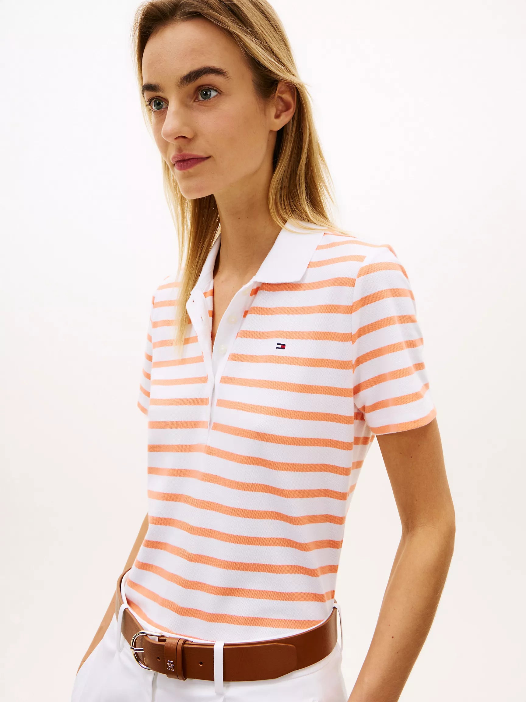 Classic Fit Striped Stretch Pique Polo