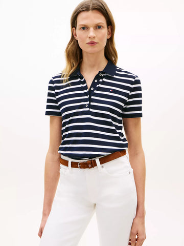 Classic Fit Striped Stretch Pique Polo