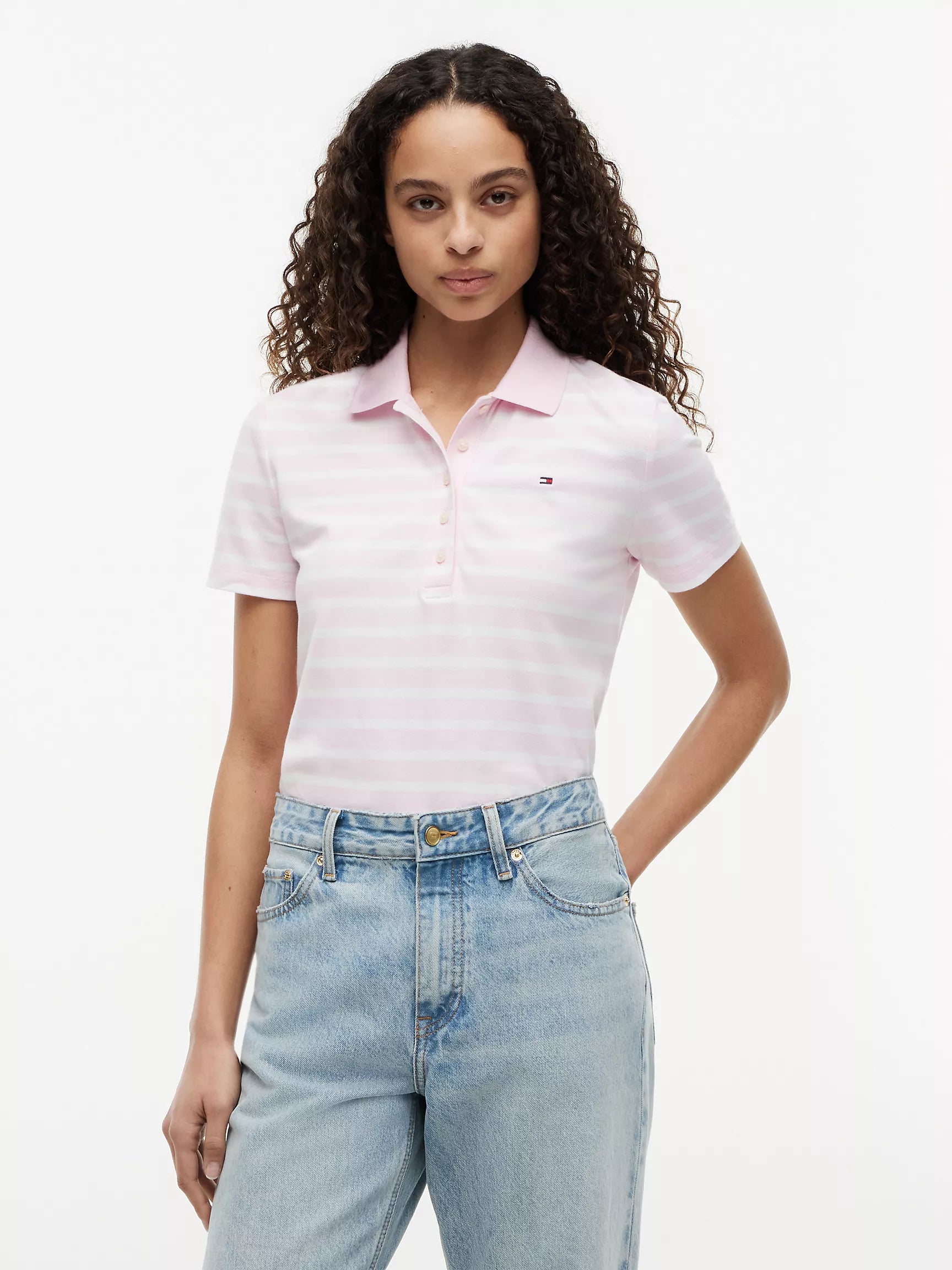 Classic Fit Striped Stretch Pique Polo