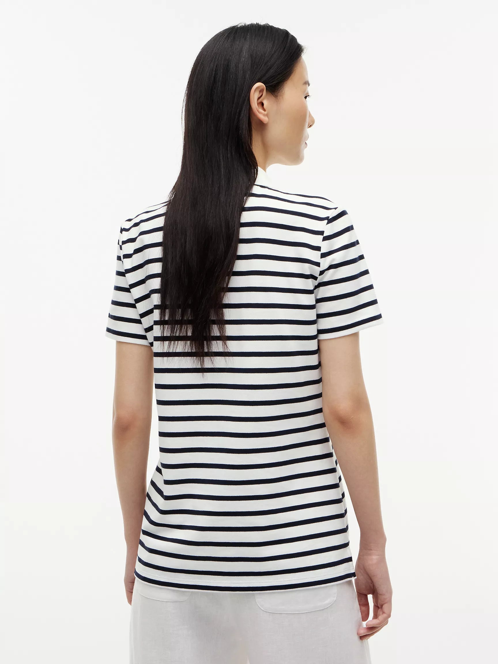 Classic Fit Striped Stretch Pique Polo