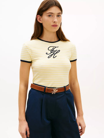 Script Monogram Striped Ringer T-Shirt