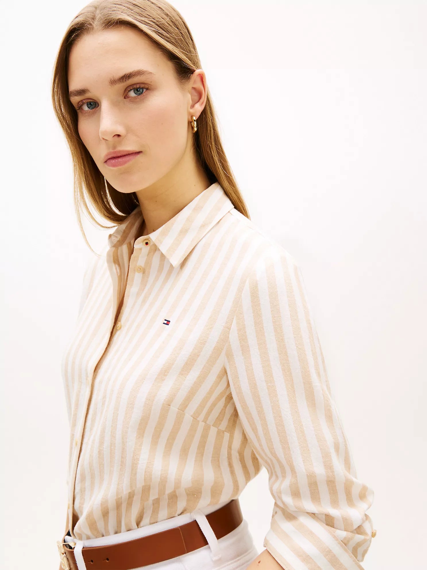 Relaxed Fit Stripe Linen-Blend Shirt