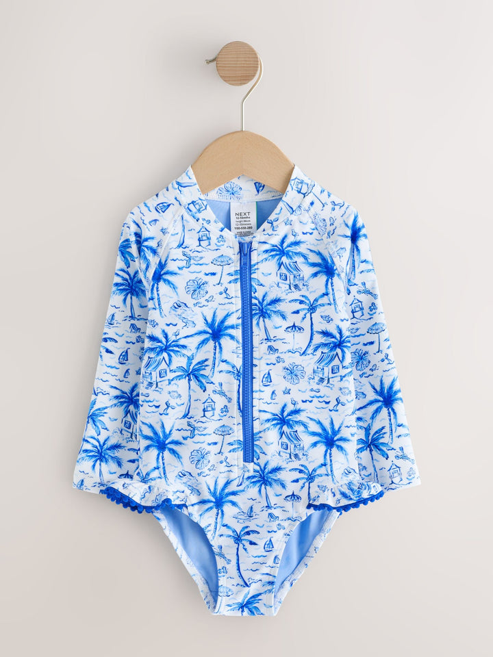 Blue Palm Sunsafe Long Sleeve Swimsuit (3mths-7yrs)