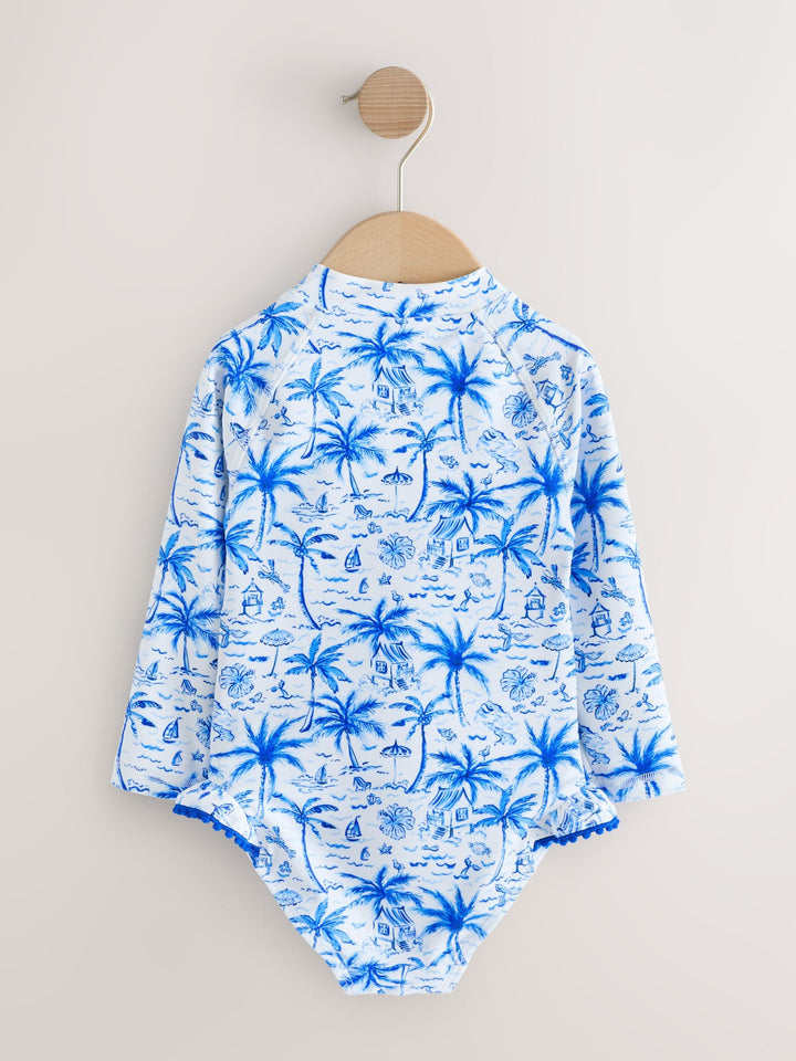Blue Palm Sunsafe Long Sleeve Swimsuit (3mths-7yrs)