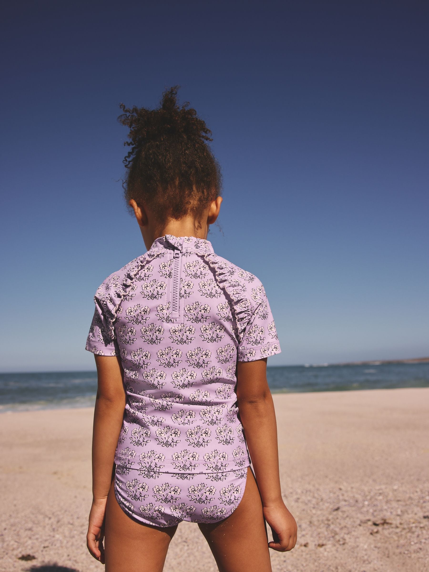 Lilac Purple Ditsy Floral Short Sleeved Sunsafe Swim Set (3mths-10yrs)