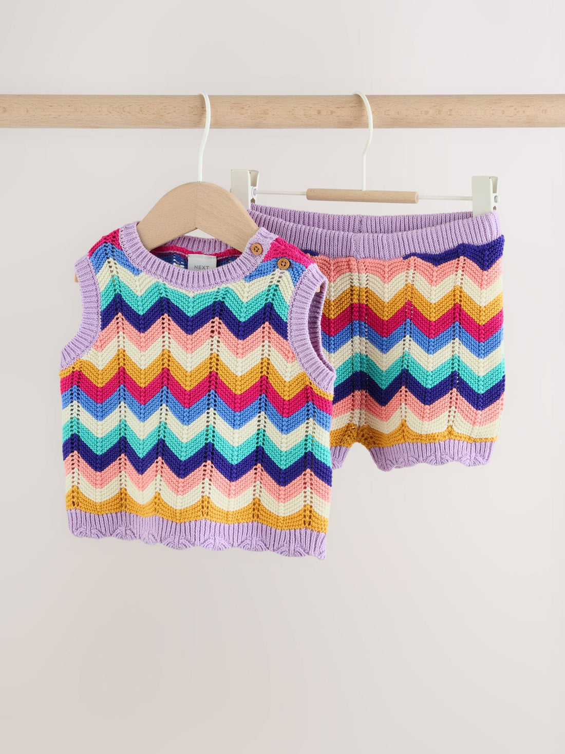 Multi Stripe Knitted Top and Shorts Baby Set 2 Piece (0mths-2yrs)