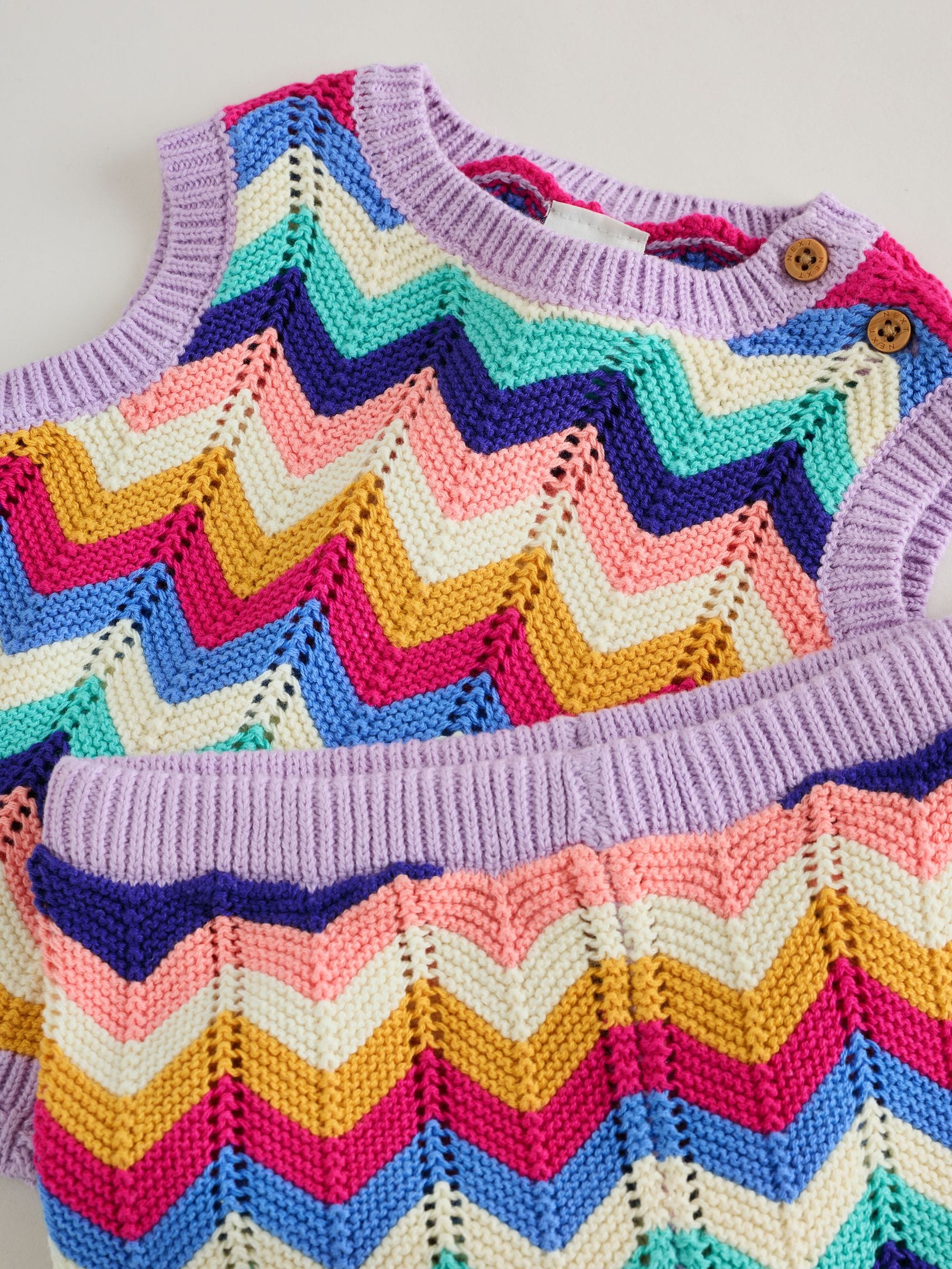 Multi Stripe Knitted Top and Shorts Baby Set 2 Piece (0mths-2yrs)