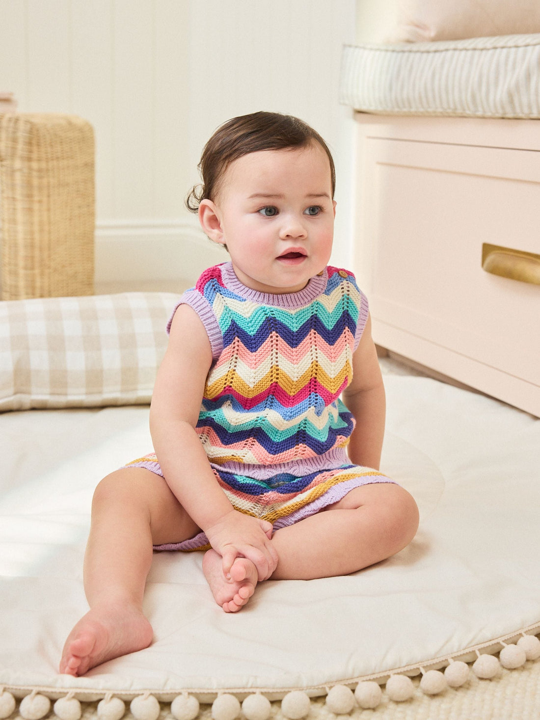 Multi Stripe Knitted Top and Shorts Baby Set 2 Piece (0mths-2yrs)