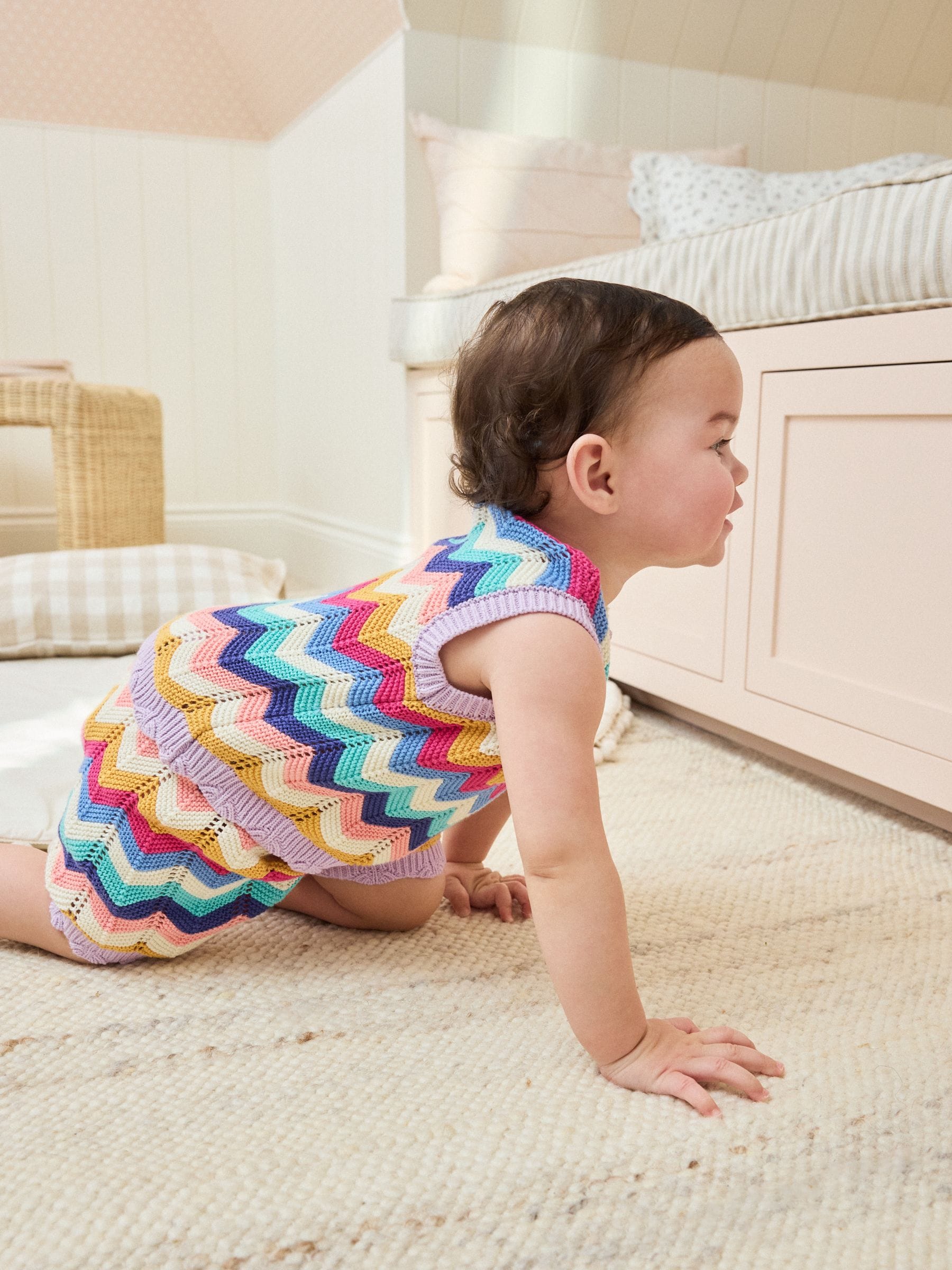 Multi Stripe Knitted Top and Shorts Baby Set 2 Piece (0mths-2yrs)