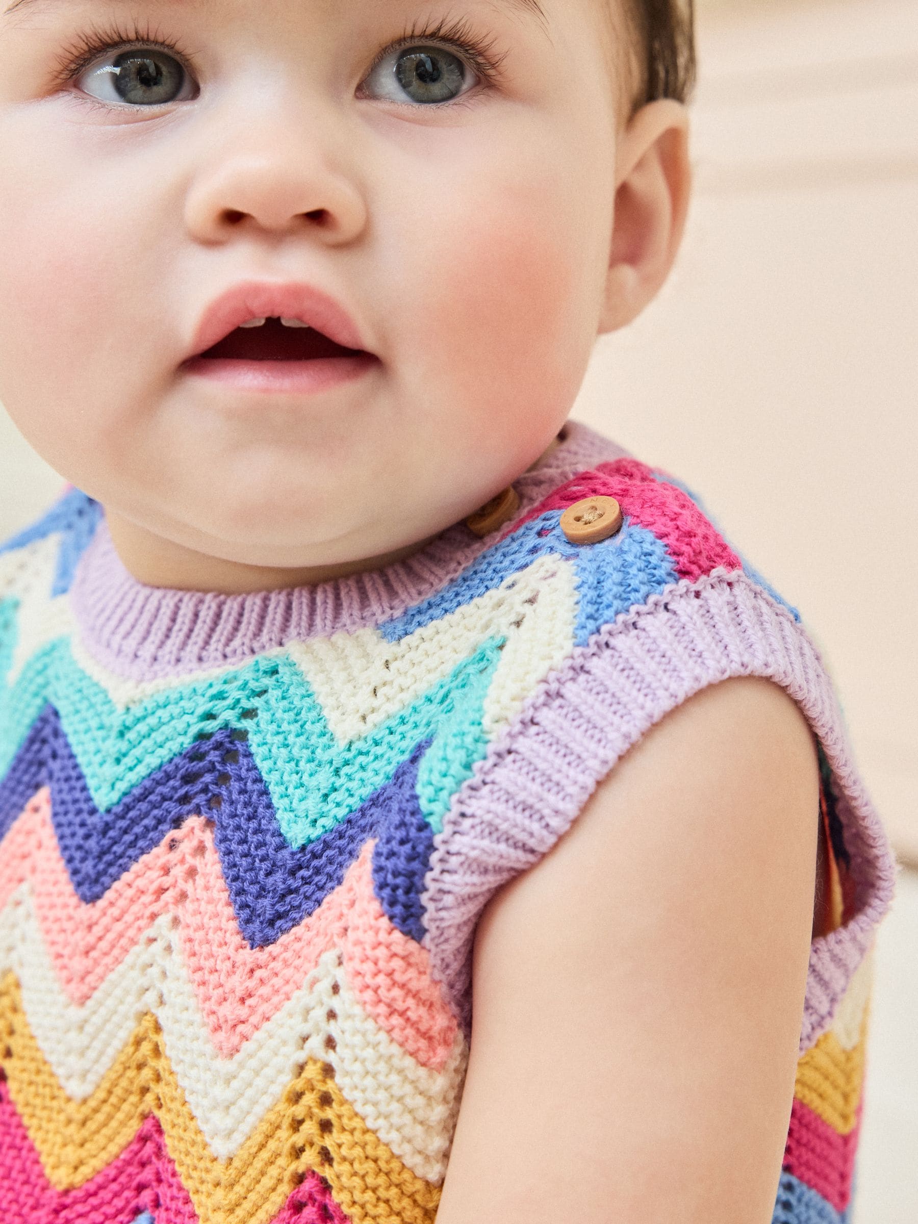 Multi Stripe Knitted Top and Shorts Baby Set 2 Piece (0mths-2yrs)