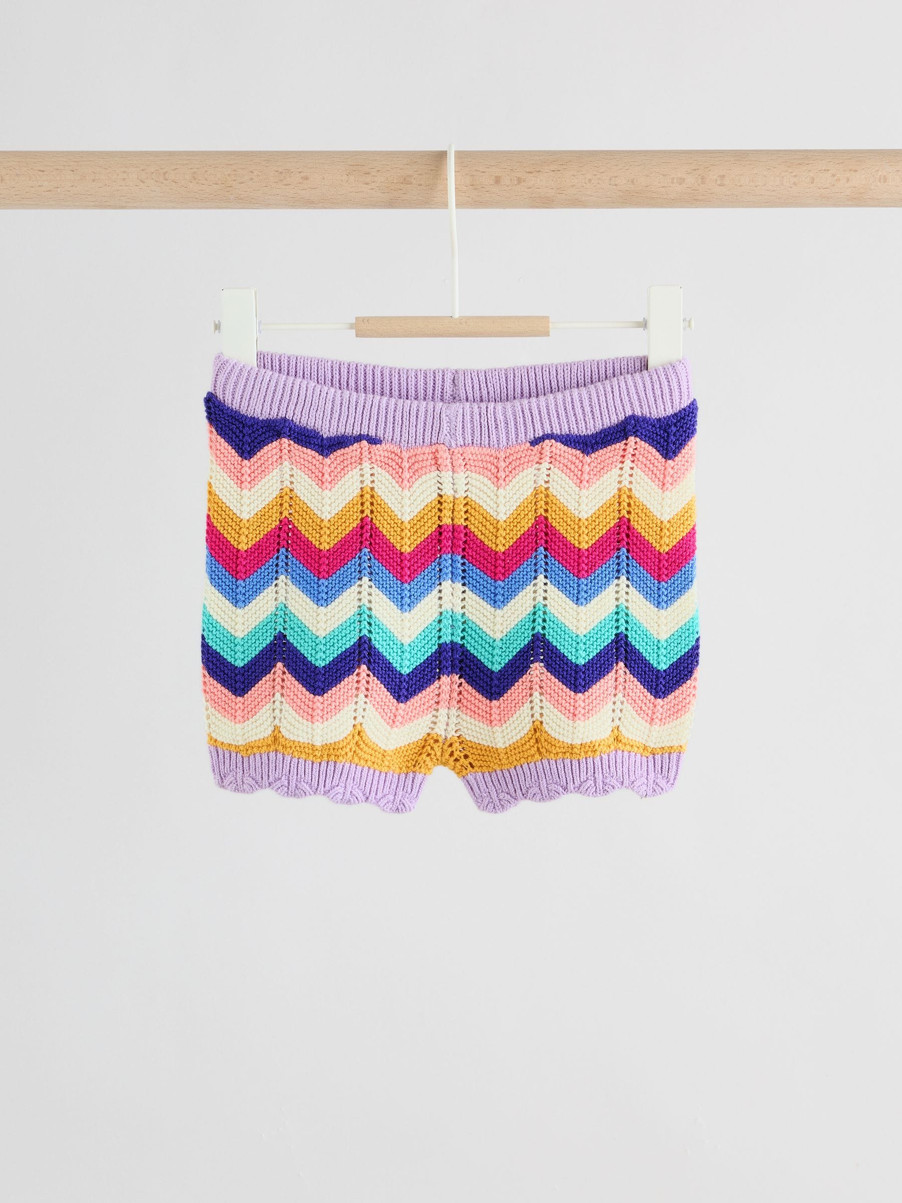 Multi Stripe Knitted Top and Shorts Baby Set 2 Piece (0mths-2yrs)