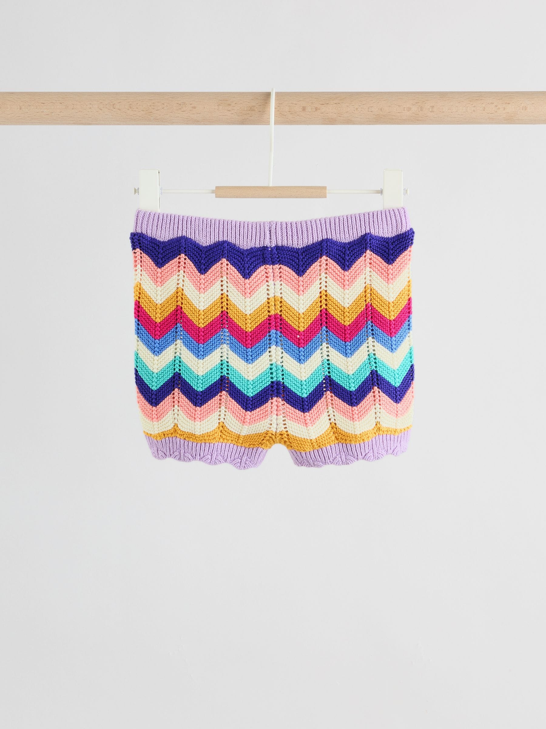 Multi Stripe Knitted Top and Shorts Baby Set 2 Piece (0mths-2yrs)