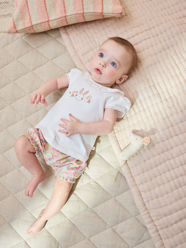 White Bunny Short Sleeve Baby Top and Short Set 2 Piece (0mths-2yrs)