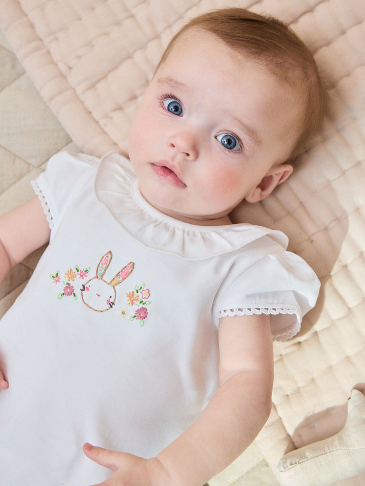 White Bunny Short Sleeve Baby Top and Short Set 2 Piece (0mths-2yrs)