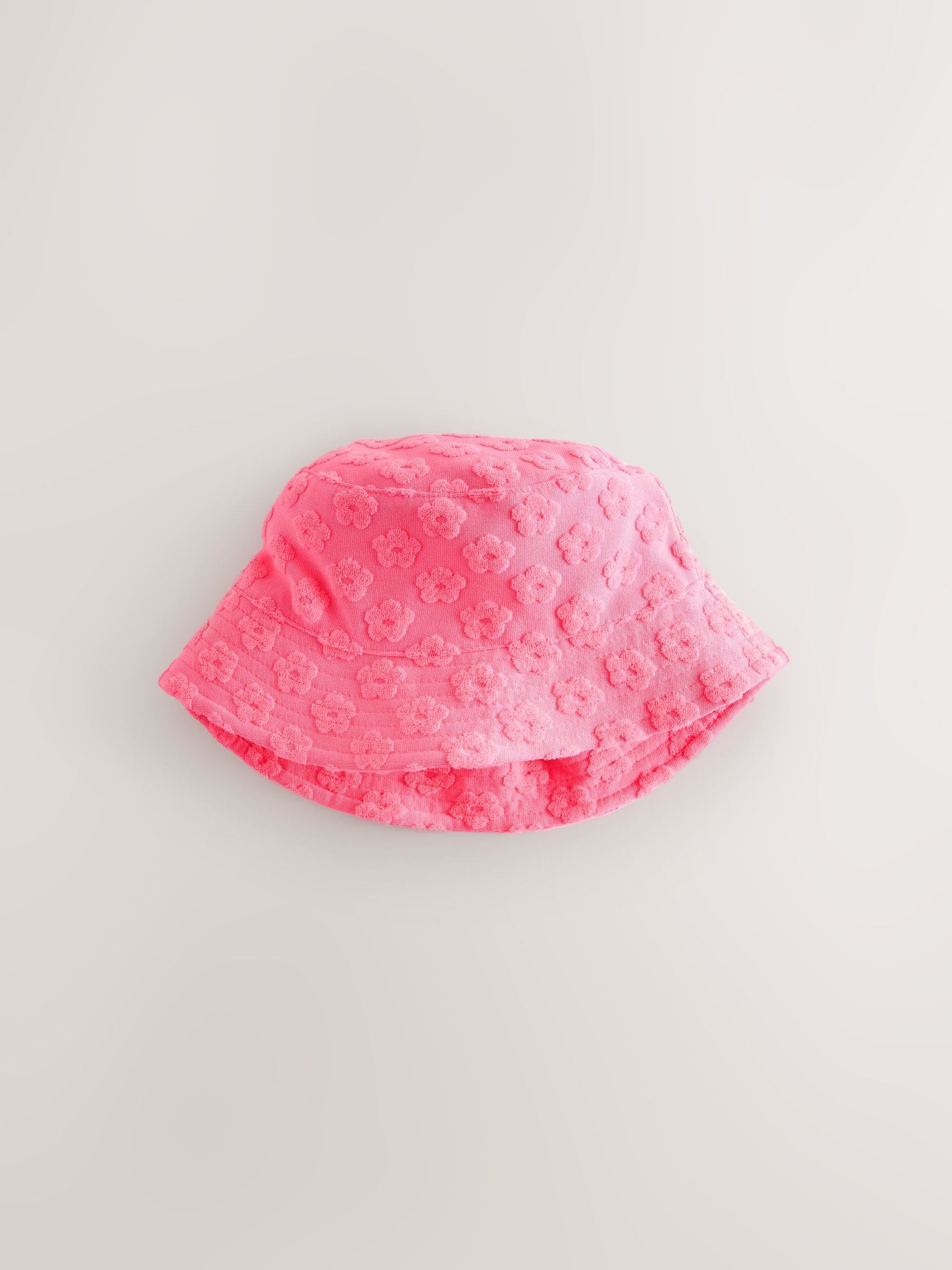 Pink/Orange Fluro Towelling Baby Bucket Hat 2 Pack (0mths-2yrs)
