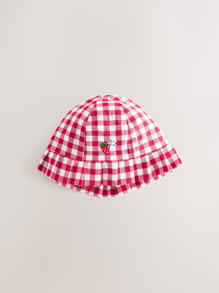Blue and Red Embroidered Strawberry Baby Bucket Hats 2 Pack (0mths-2yrs)