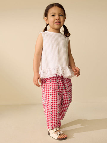 Pink/ Red Gingham Pullon Trousers (3mths-10yrs)