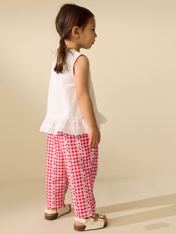 Pink/ Red Gingham Pullon Trousers (3mths-10yrs)