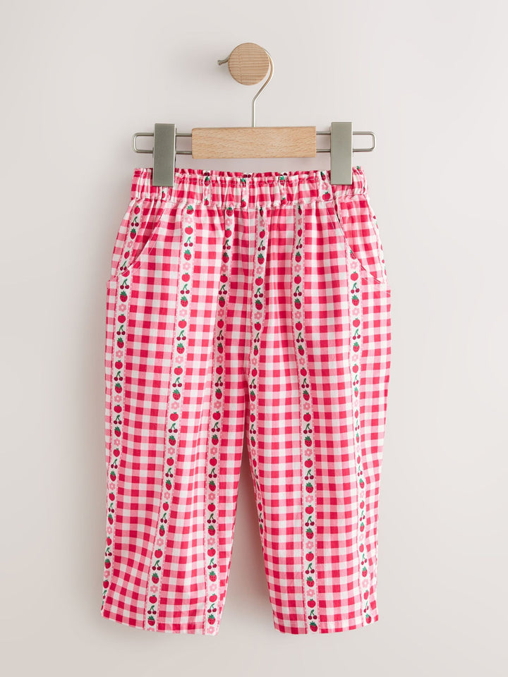 Pink/ Red Gingham Pullon Trousers (3mths-10yrs)