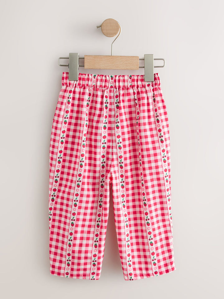 Pink/ Red Gingham Pullon Trousers (3mths-10yrs)