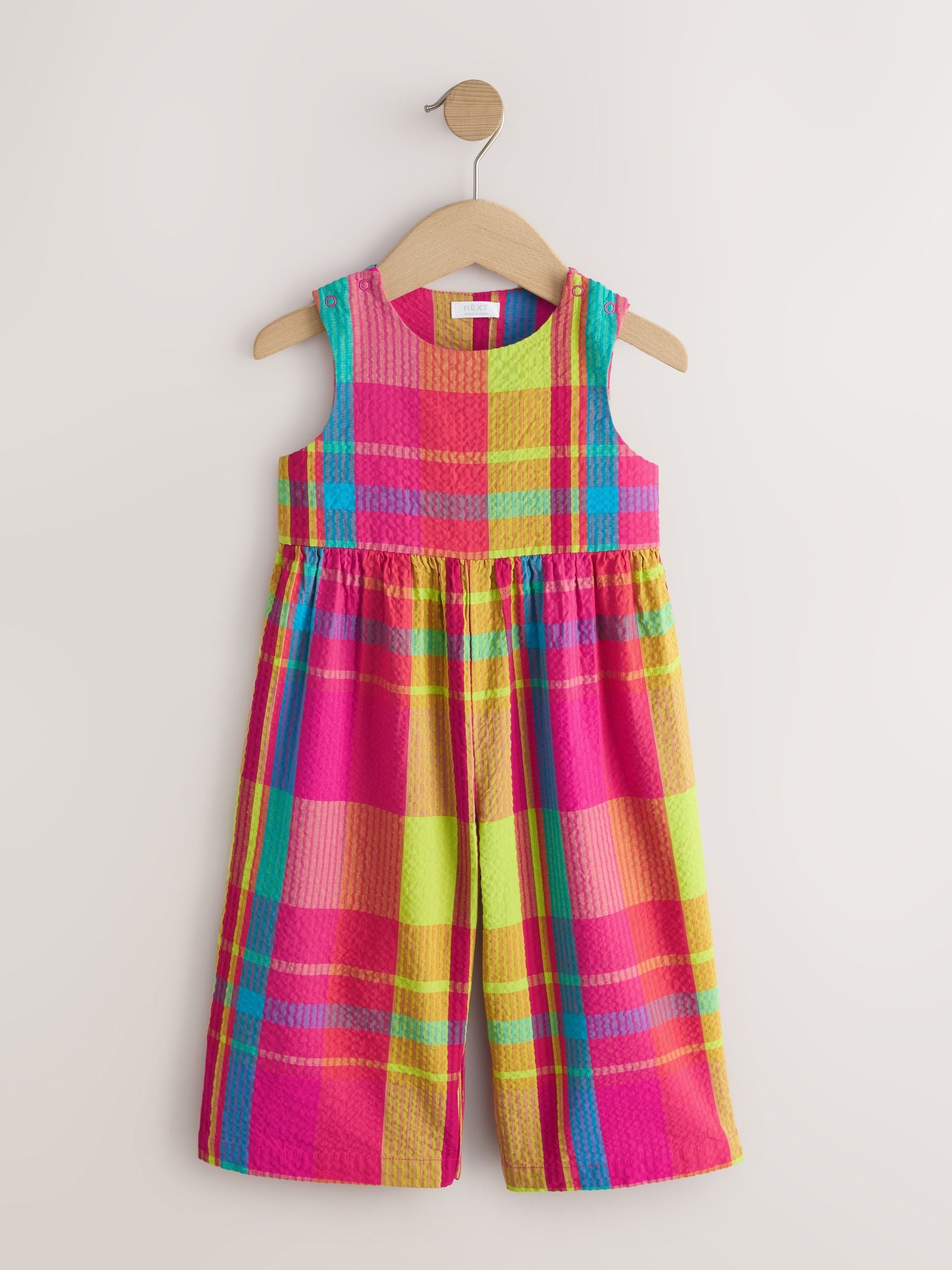 Orange/Pink Check Sleeveless Playsuit (3mths-7yrs)