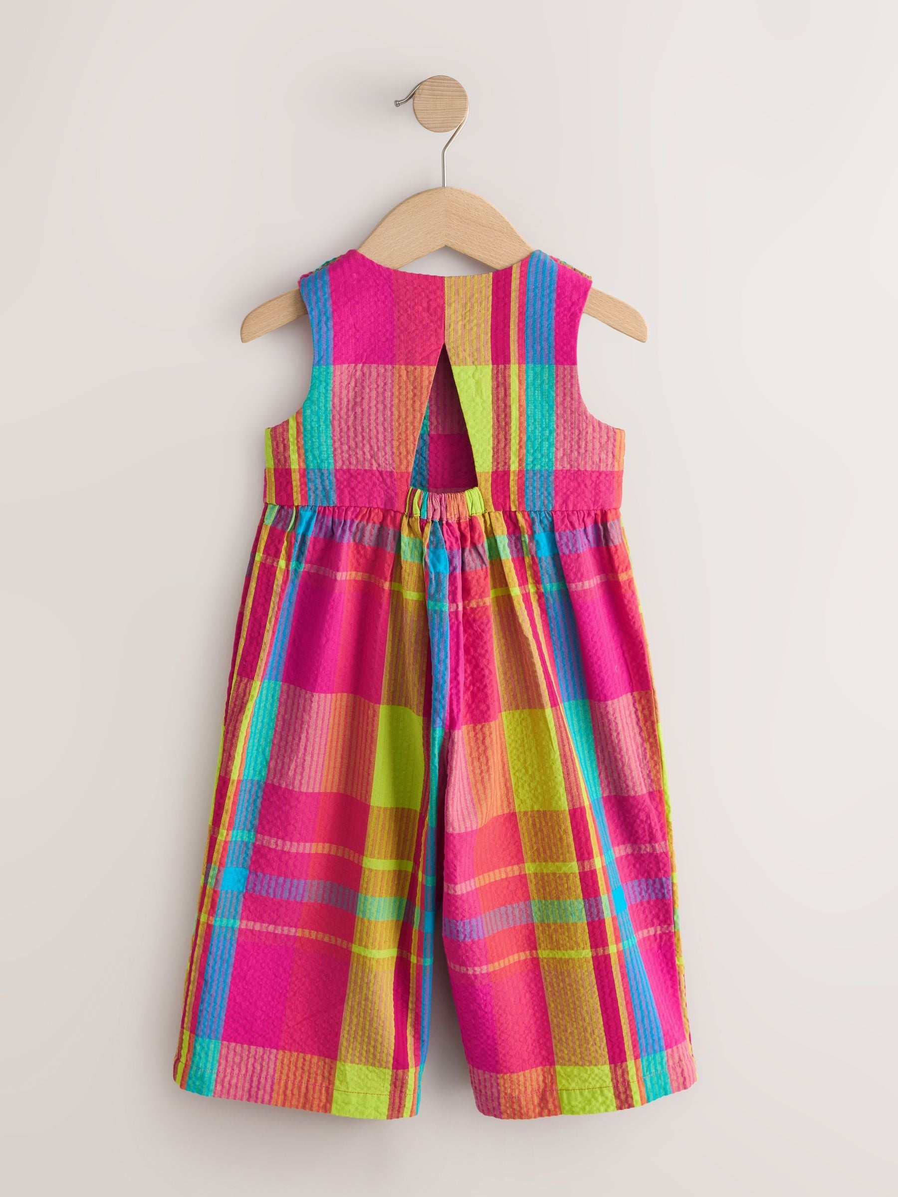 Orange/Pink Check Sleeveless Playsuit (3mths-7yrs)