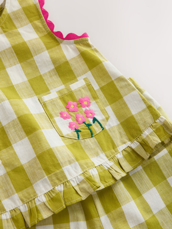 Olive Green Gingham Top & Cuffed Trousers Set (3mths-7yrs)