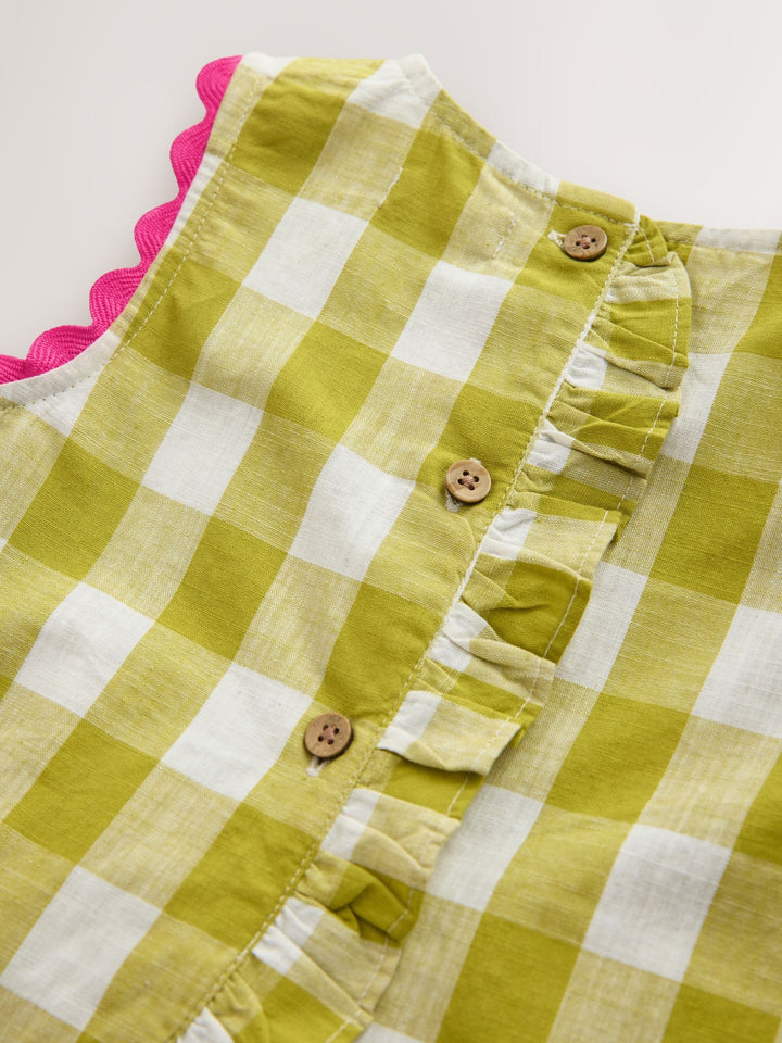 Olive Green Gingham Top & Cuffed Trousers Set (3mths-7yrs)