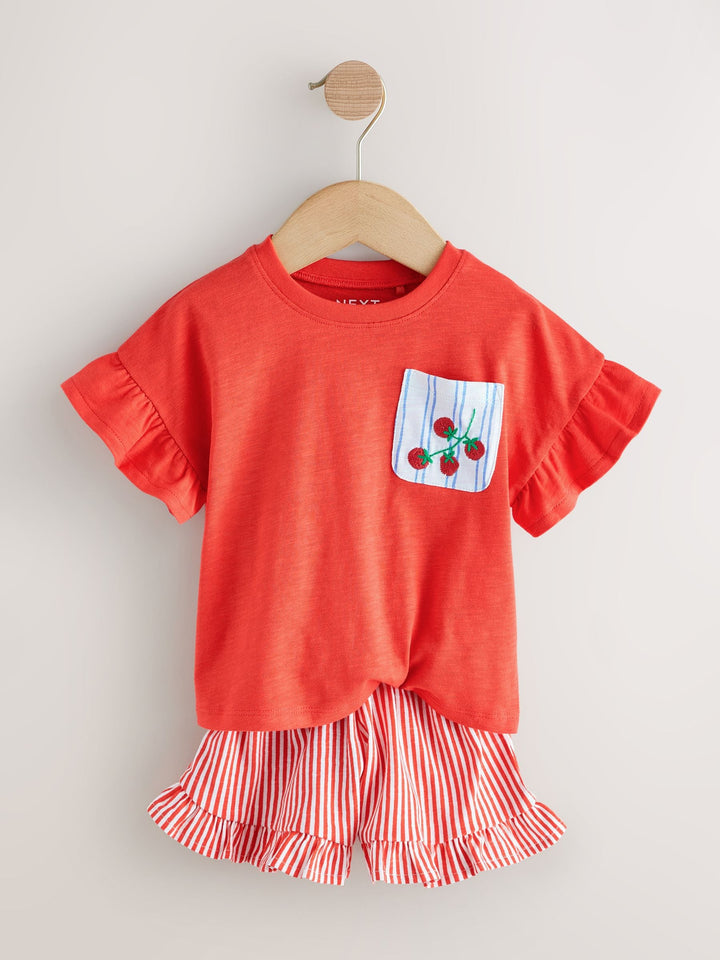 Red/Green Top & Shorts Set 3 Pack (3mths-7yrs)