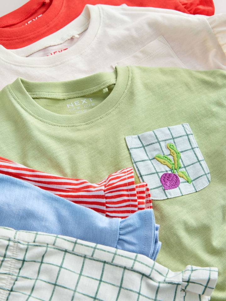 Red/Green Top & Shorts Set 3 Pack (3mths-7yrs)