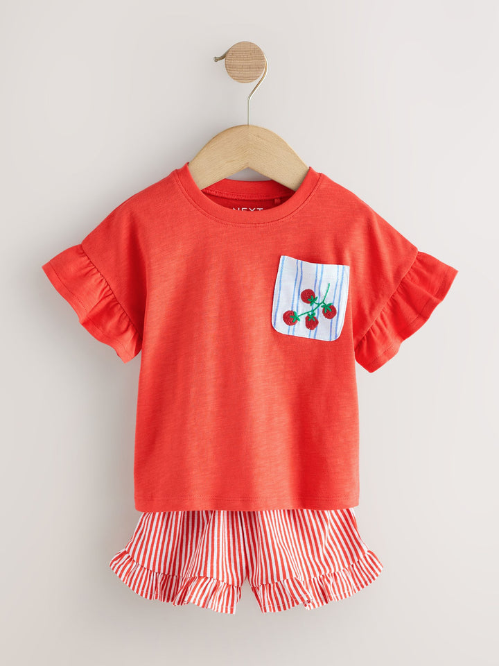 Red/Green Top & Shorts Set 3 Pack (3mths-7yrs)