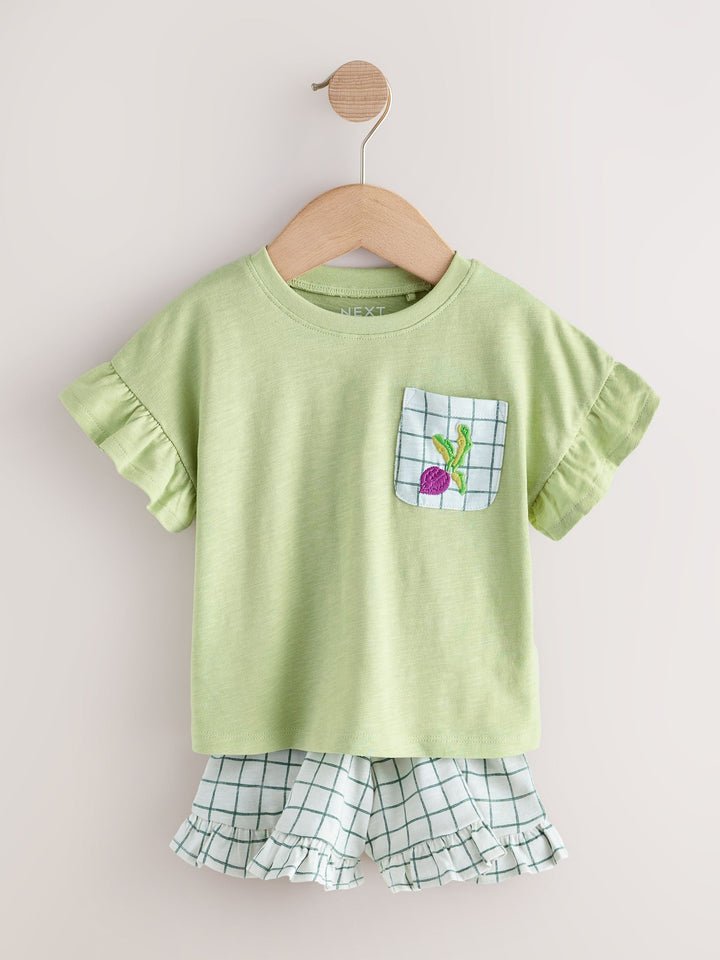 Red/Green Top & Shorts Set 3 Pack (3mths-7yrs)