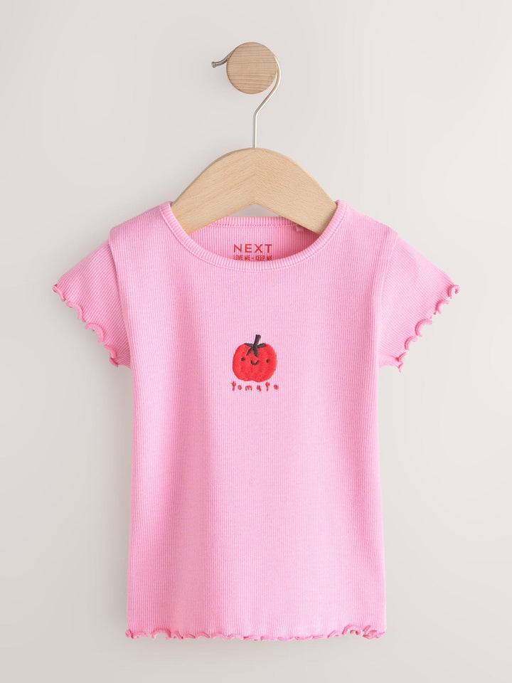 Pink Tomato Character Short Sleeve Ribbed T-Shirt (3mths-7yrs)