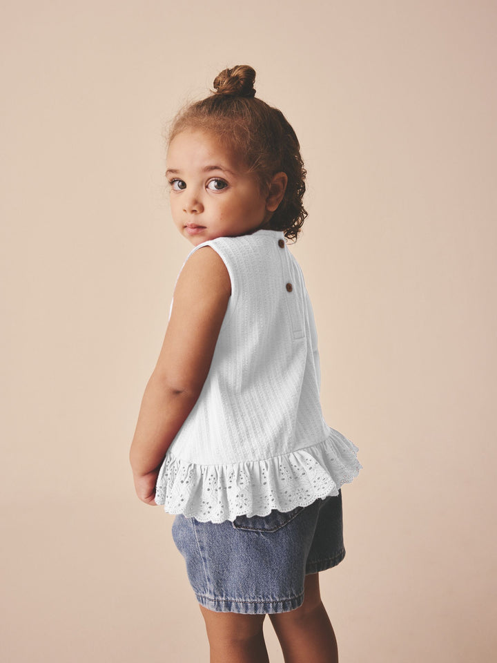 White Broderie Vest (3mths-7yrs)