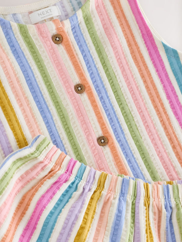 Pink/Blue Rainbow Stripe Peplum Vest and Shorts Set (3mths-7yrs)