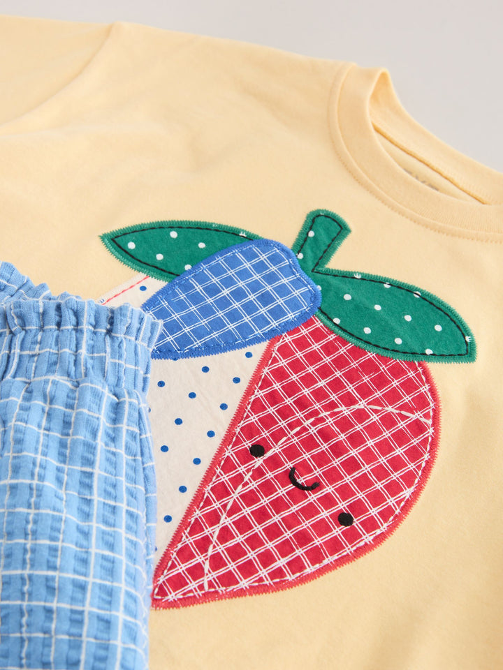 Yellow Strawberry T-Shirt And Shorts Set (3mths-7yrs)