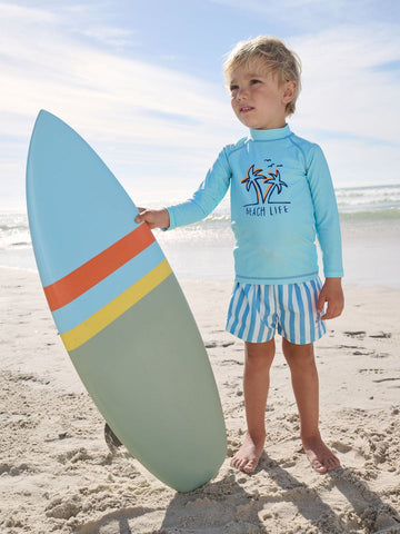 Blue Long Sleeve Sunsafe Rash Vest and Swim Shorts Set (3mths-7yrs)