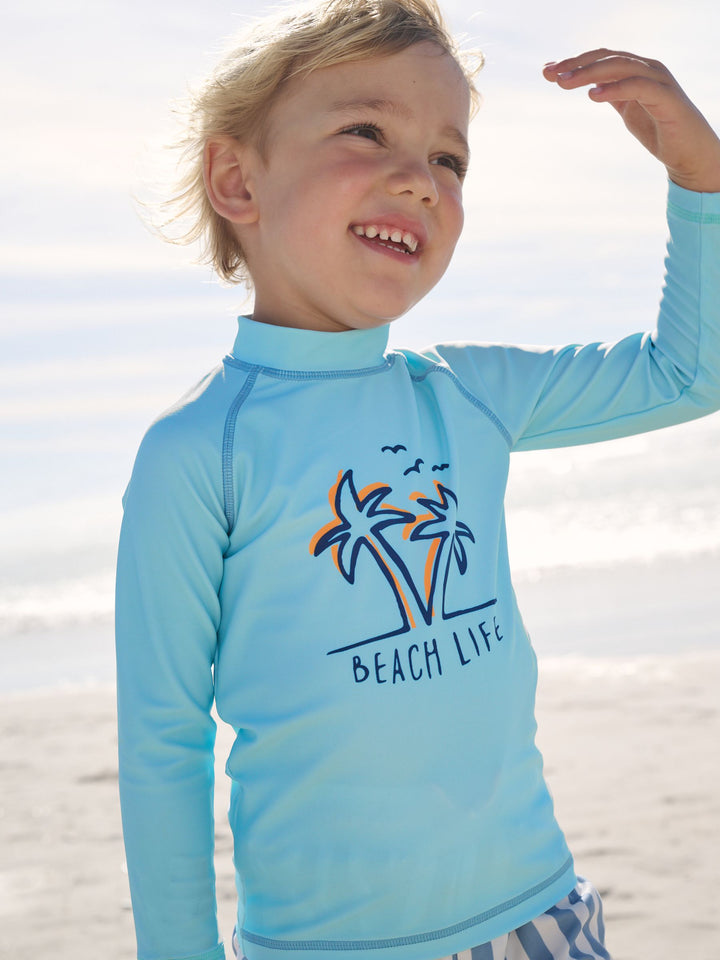 Blue Long Sleeve Sunsafe Rash Vest and Swim Shorts Set (3mths-7yrs)