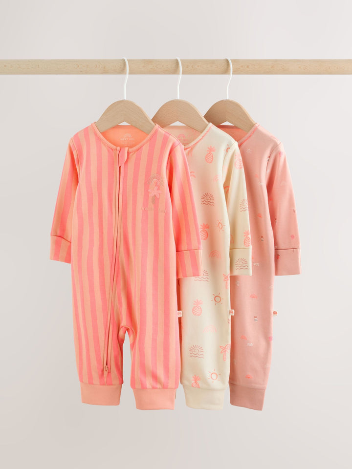 Pink/Blue Baby Sleepsuits 3 Pack (0mths-3yrs)