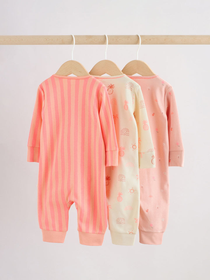 Pink/Blue Baby Sleepsuits 3 Pack (0mths-3yrs)