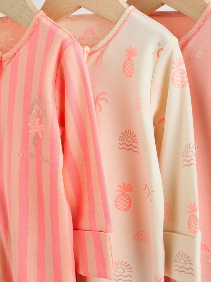 Pink/Blue Baby Sleepsuits 3 Pack (0mths-3yrs)