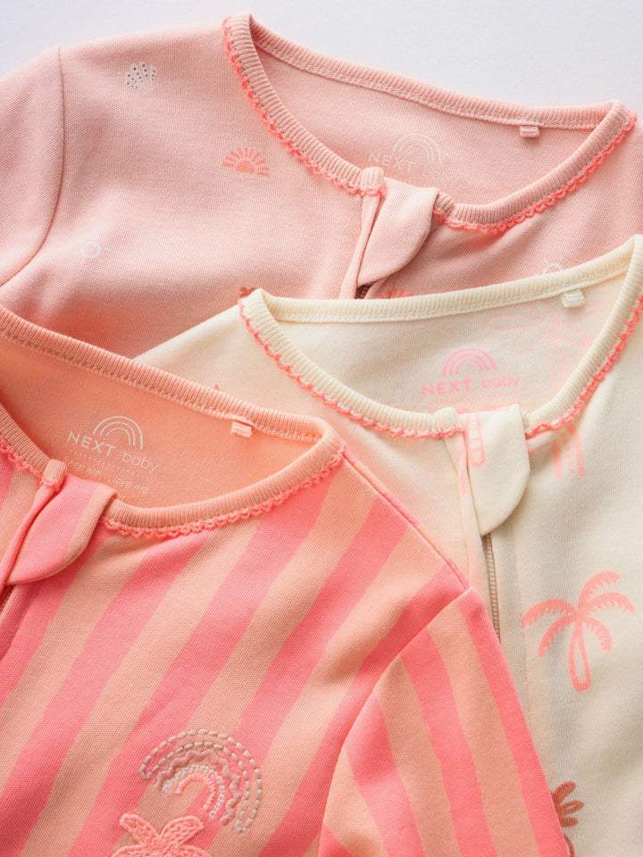 Pink/Blue Baby Sleepsuits 3 Pack (0mths-3yrs)