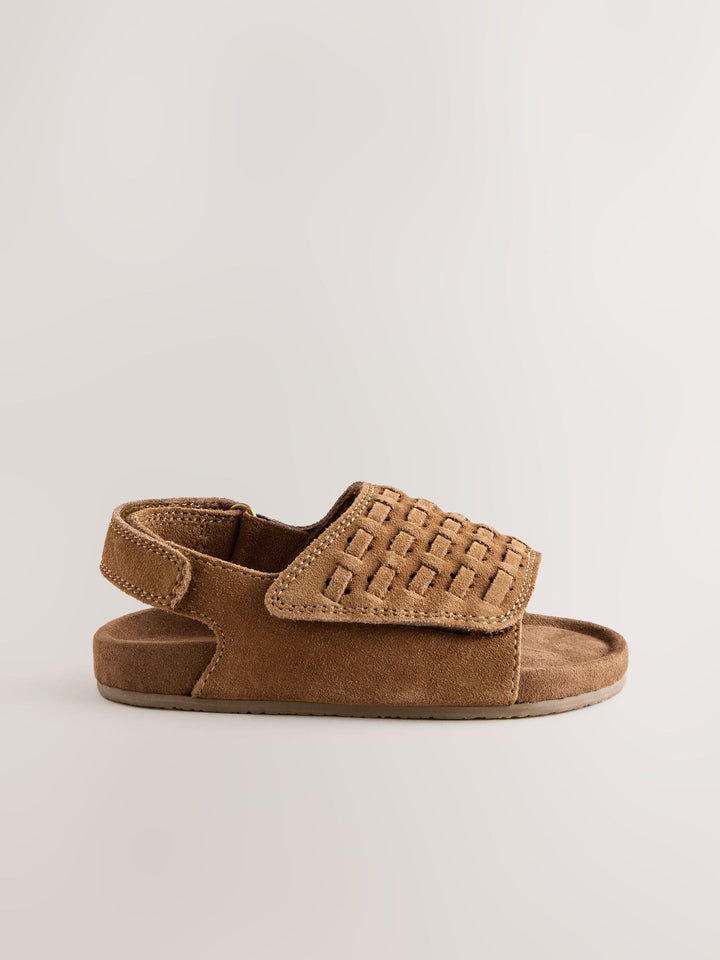 Tan Brown Touch Fastening Slider Sandals