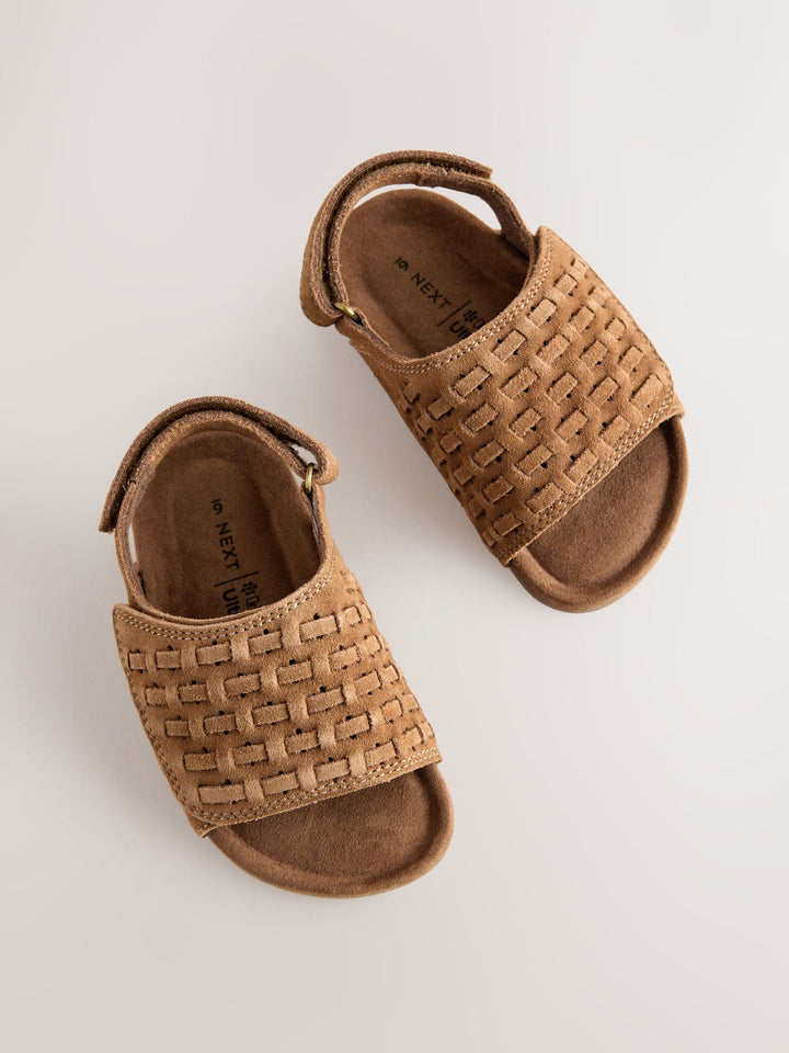 Tan Brown Touch Fastening Slider Sandals